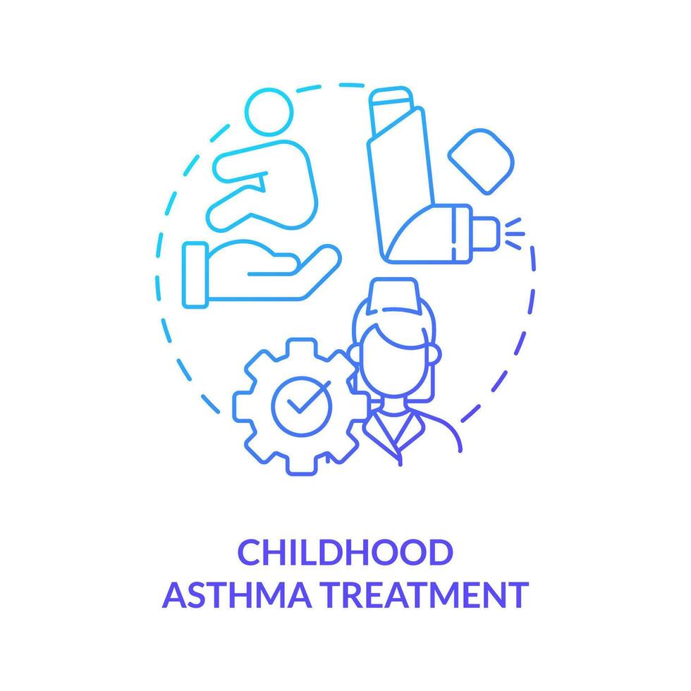 kinderjaren astma behandeling blauw helling concept icoon. ademhalings ziekte. pediatrisch huis Gezondheid zorg abstract idee dun lijn illustratie. geïsoleerd schets tekening vector