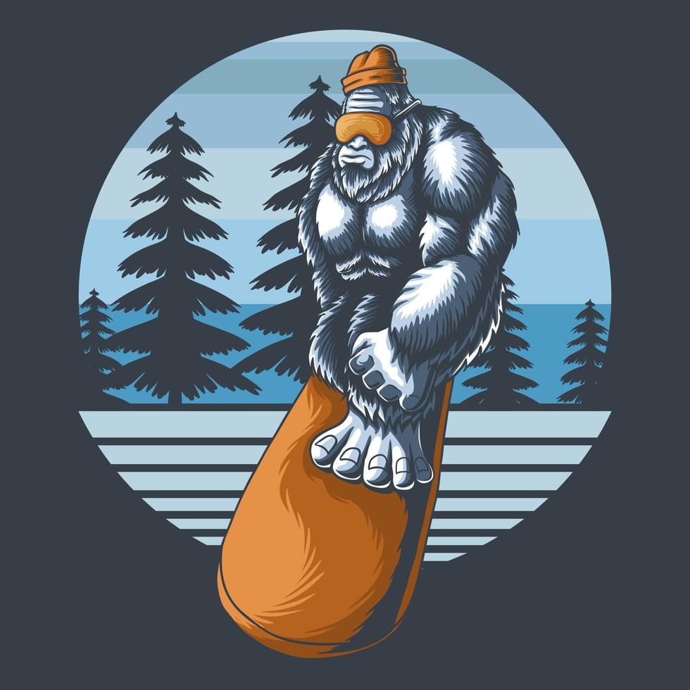 Yeti speelt snowboard vectorillustratie vector