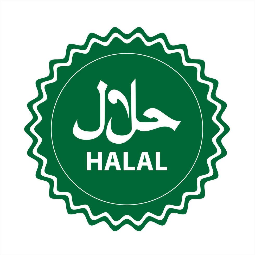 vector halal logo. halal insigne, ronde postzegel en vector logo. halal teken ontwerp