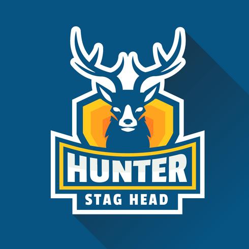jagen hert hoofd logo vector