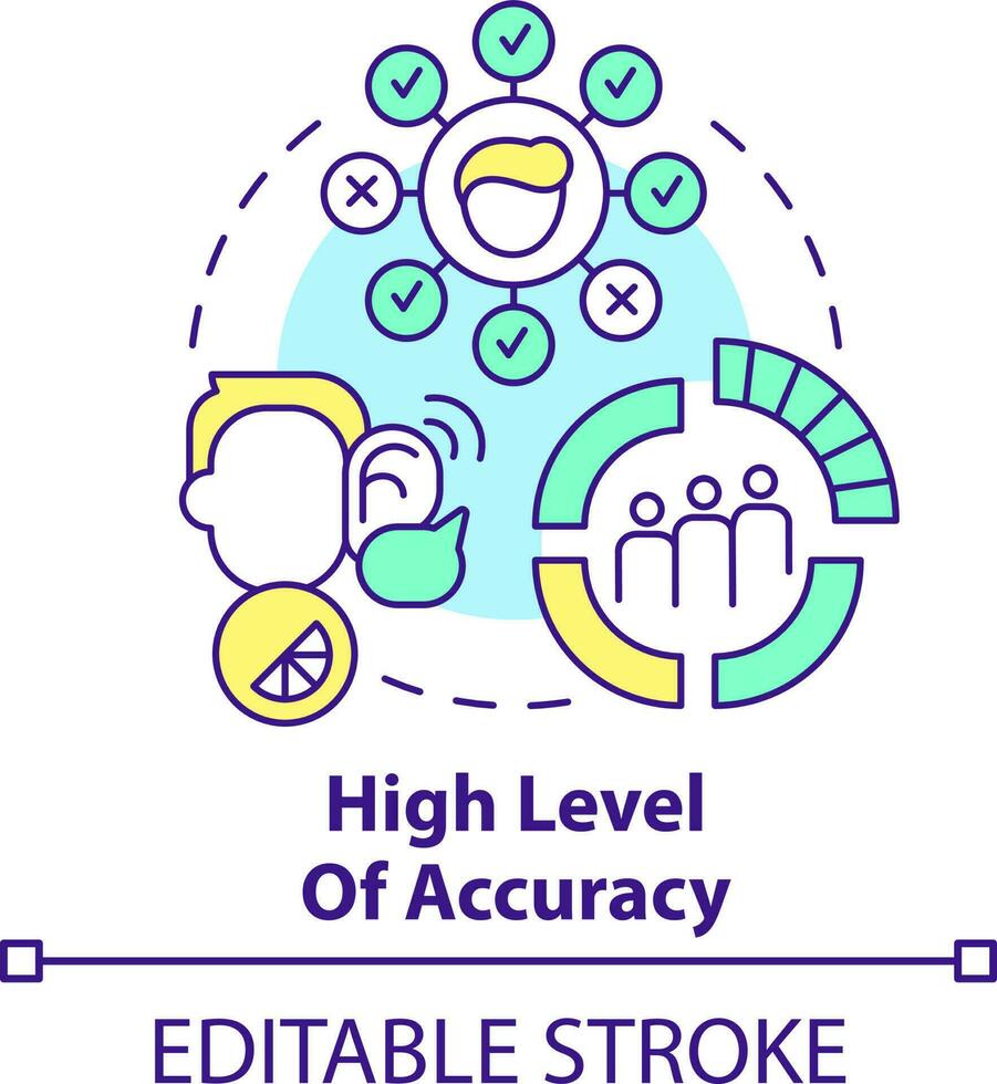 hoog niveau van nauwkeurigheid concept icoon. effectief gericht op. voordeel van direct afzet abstract idee dun lijn illustratie. geïsoleerd schets tekening. bewerkbare beroerte vector