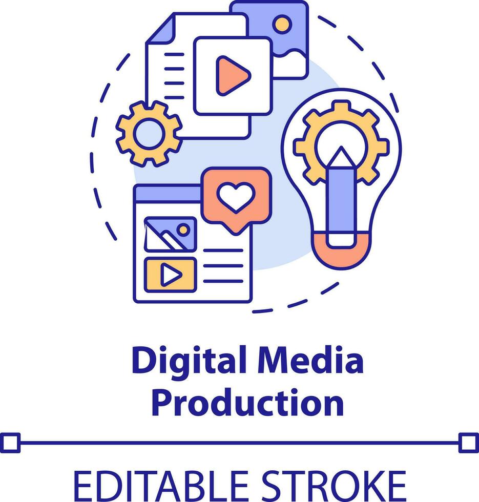 digitaal media productie concept icoon. interessant vaardigheid naar leren abstract idee dun lijn illustratie. grafisch ontwerp. geïsoleerd schets tekening. bewerkbare beroerte vector