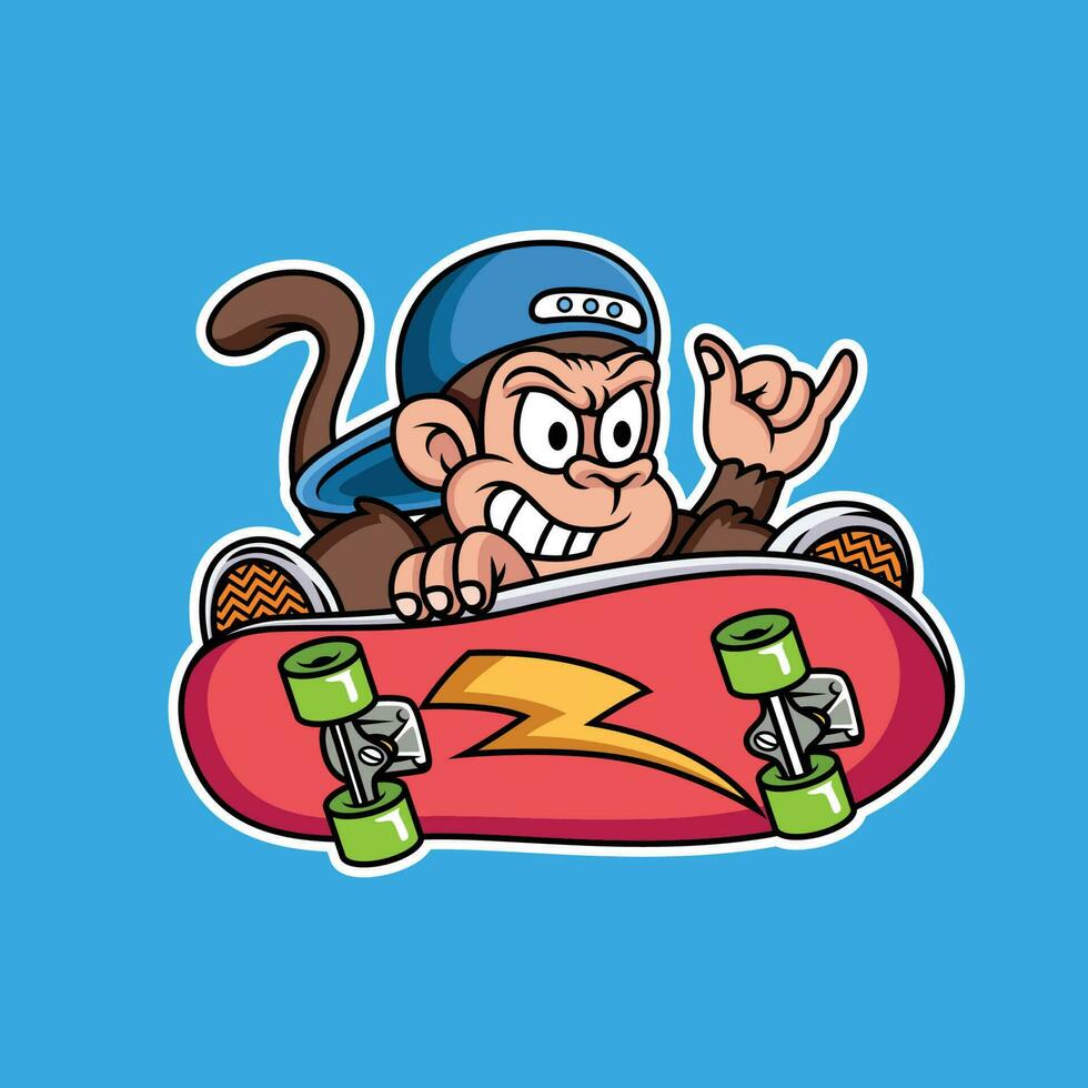 aap spelen skateboard tekenfilm vector