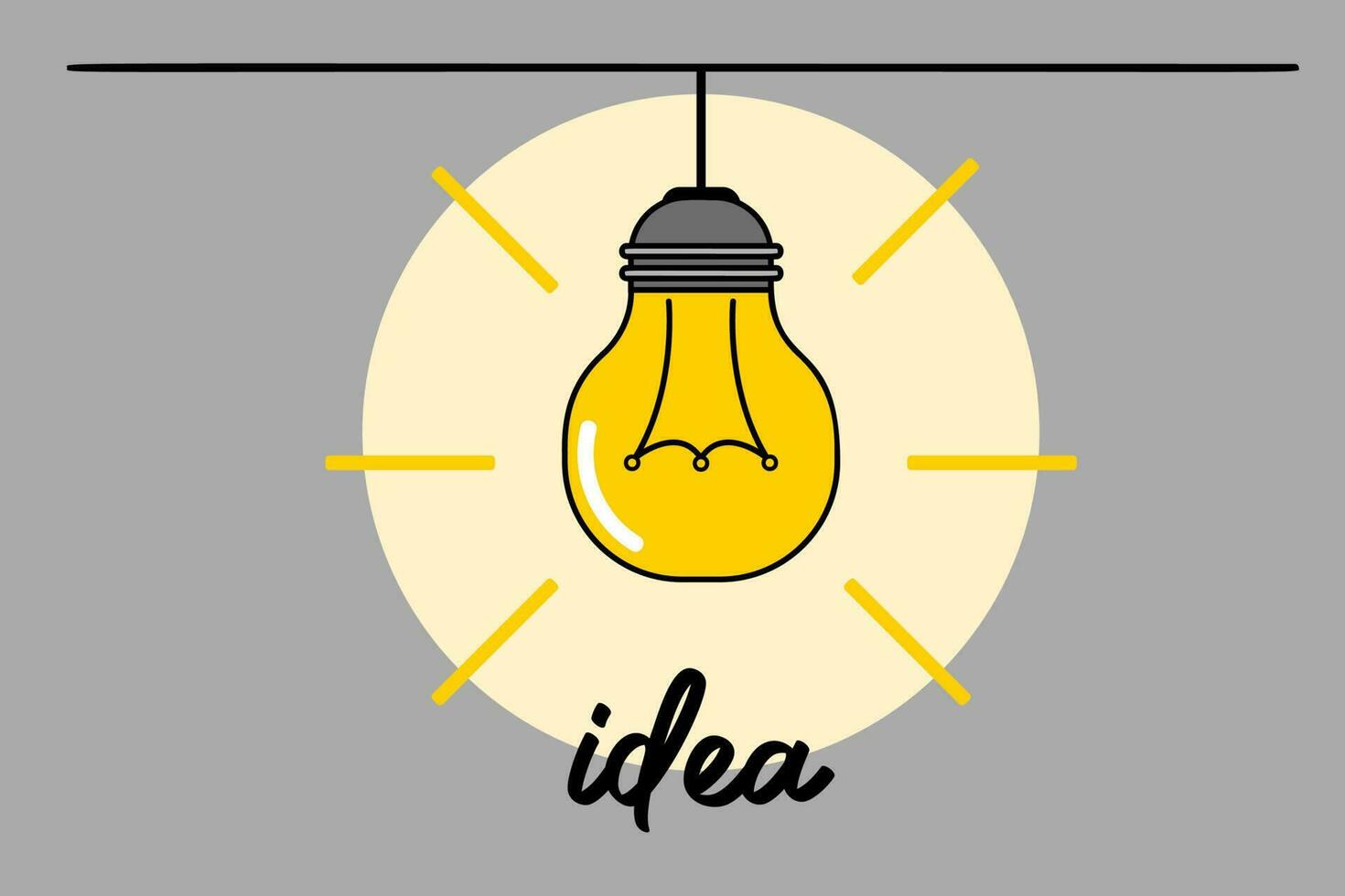 idee concept. licht lamp met tekst idee. vector illustratie. gemakkelijk lamp teken voor afzet beheer innovatie project vector.