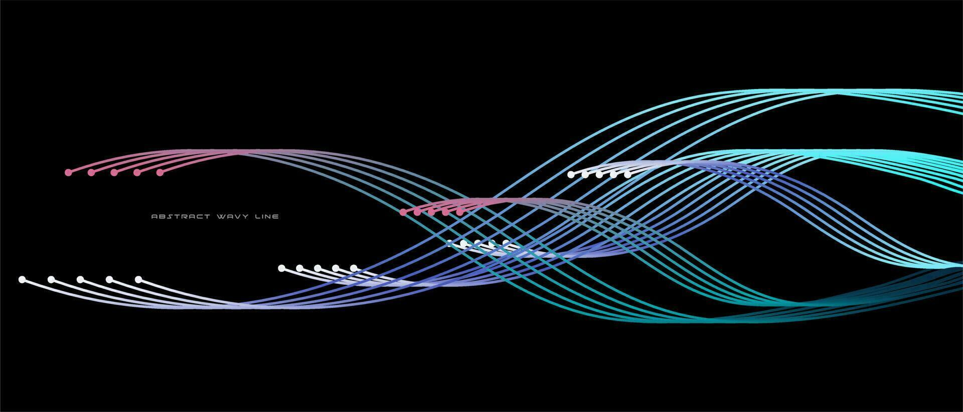 dynamisch vloeiende golvend abstract licht lijn vector in blauw groen kleur geïsoleerd Aan zwart achtergrond voor tech concepten ai, digitaal, communicatie, 5g, wetenschap, muziek-