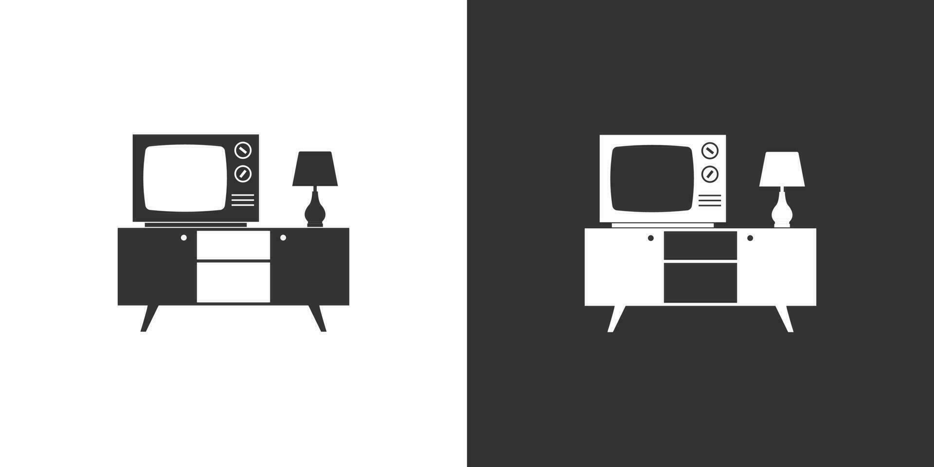 TV Aan de nachtkastje icoon. geïsoleerd vector illustratie Aan zwart en wit achtergrond