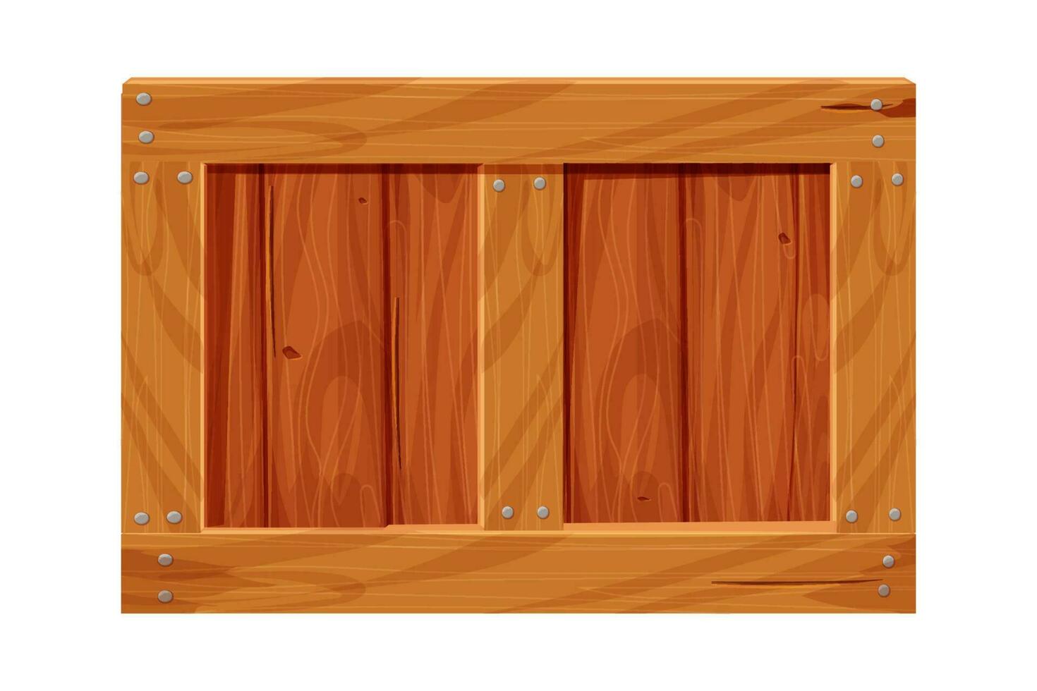 houten doos, levering houder in tekenfilm stijl, spel Bedrijfsmiddel geïsoleerd Aan wit achtergrond. hout inpakken, Open getextureerd. vector illustratie