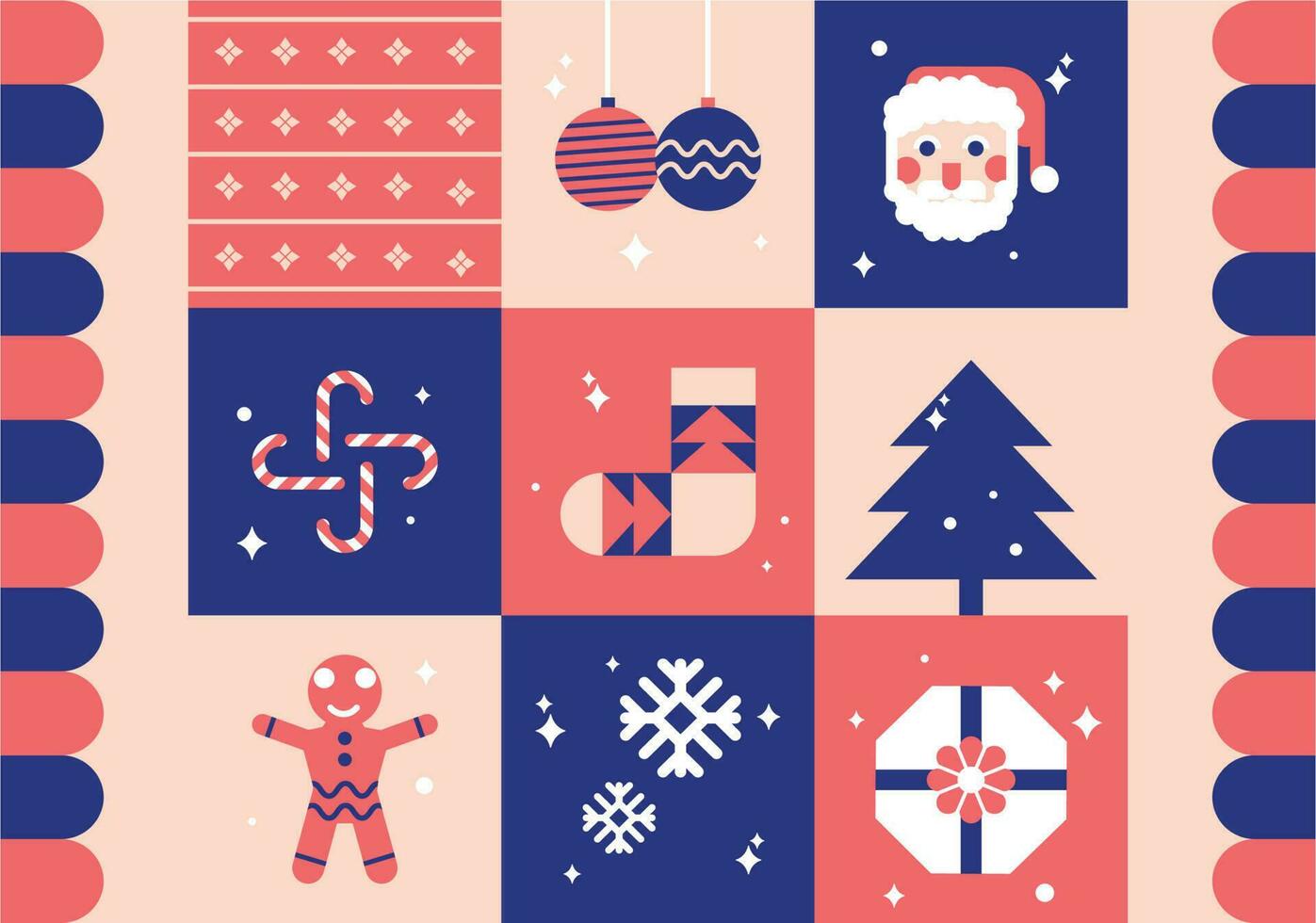 Kerstmis element reeks patroon vector vakantie, Dhr de kerstman, sneeuw, december, X mas bewerkbare