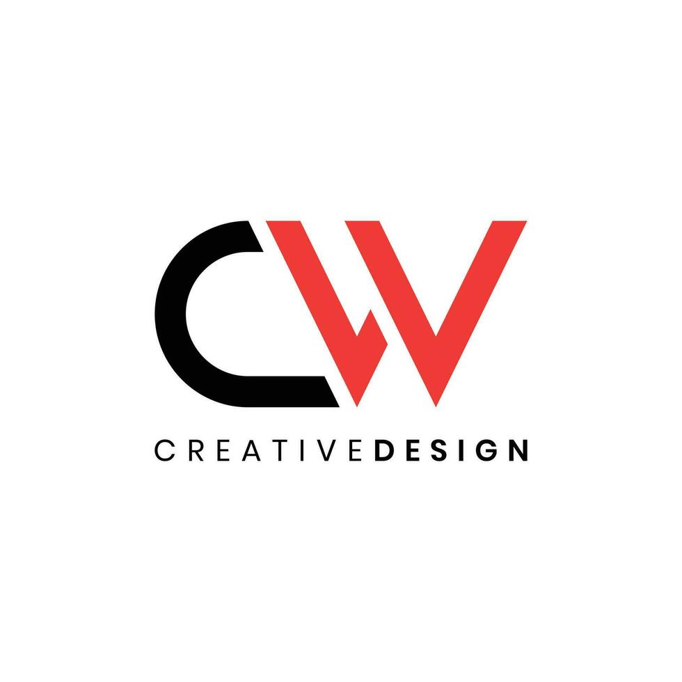 creatief modern meetkundig brief cw logo ontwerp vector