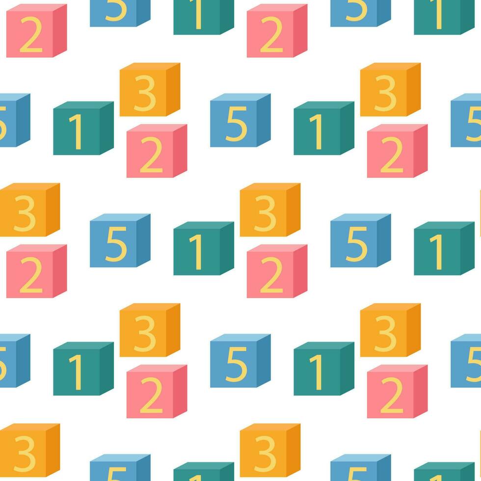 gekleurde kubussen met getallen naadloos patroon vector