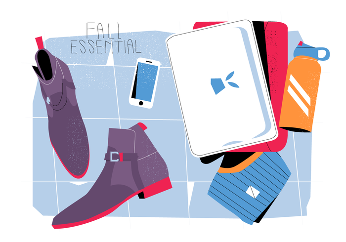 Stijlvolle herfst laarzen op herfst Outfit Essentials Vector platte achtergrond afbeelding