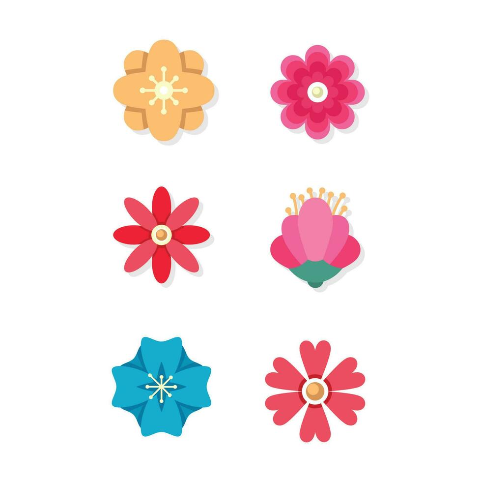 set van prachtige Lentebloemen vector