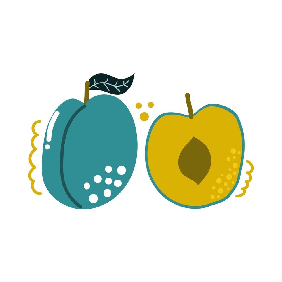 hand getrokken pruim schattig modern illustratie liefde fruit concept vector