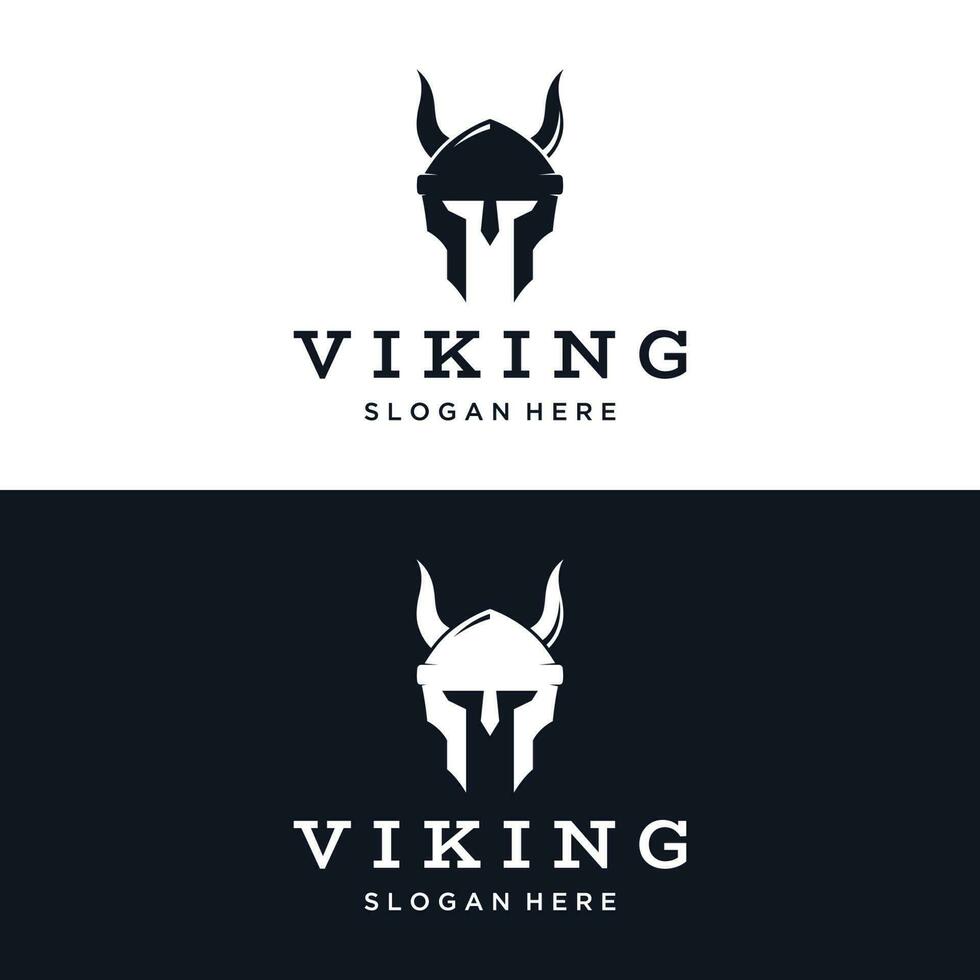 viking krijger helm logo ontwerp met gemakkelijk gehoornd helm. vector