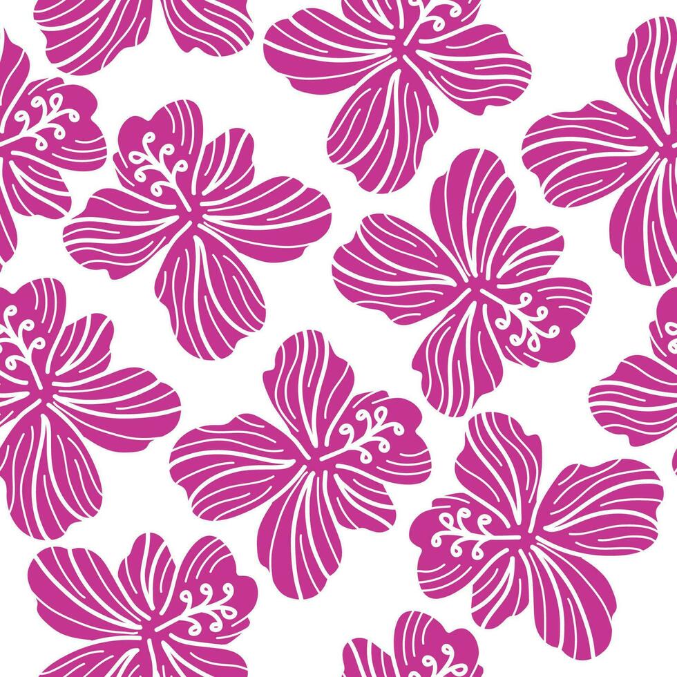 hibiscus bloem patroon. hand- getrokken naadloos bloemen patroon vector