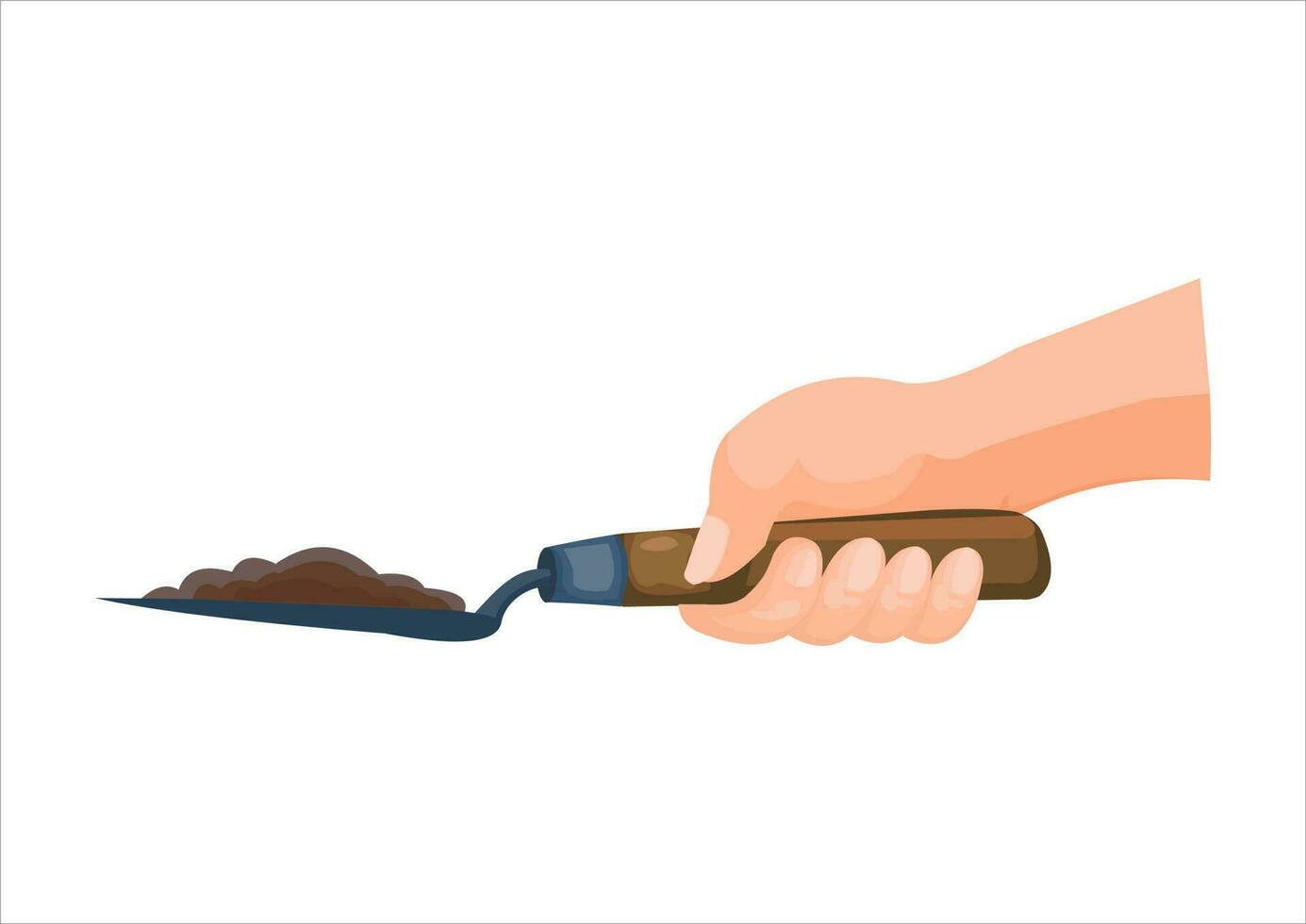 vector illustratie van een hand- Holding een grond troffel luit gereedschap
