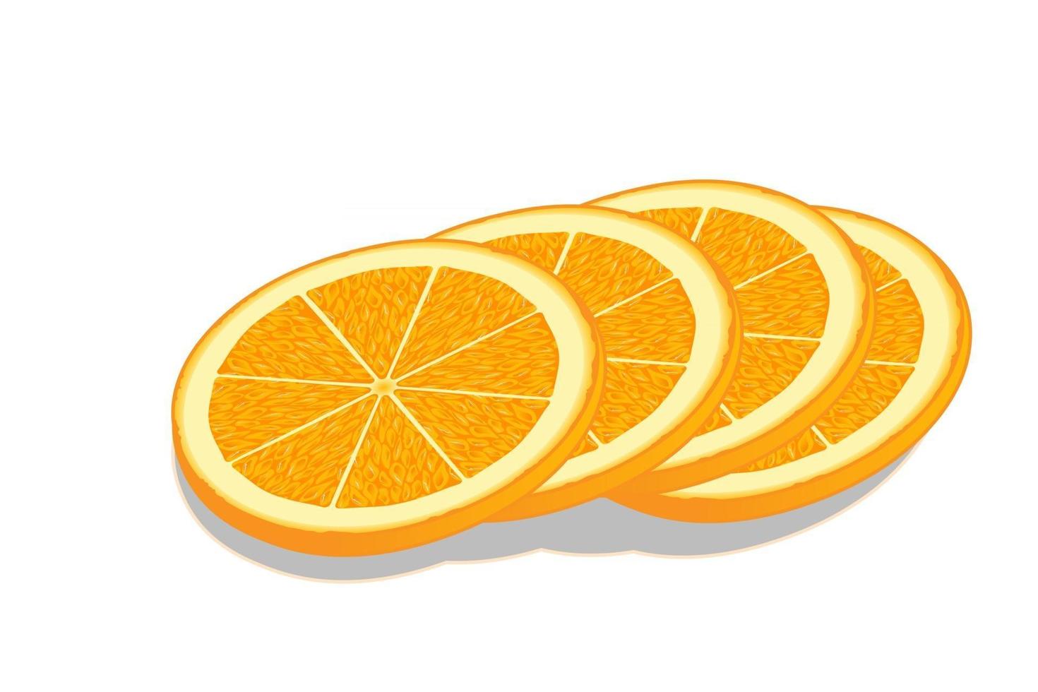stukjes sinaasappel geïsoleerd op een witte achtergrond vector