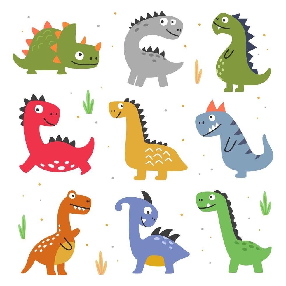 vectorillustratie van verschillende dinosaurussen vector