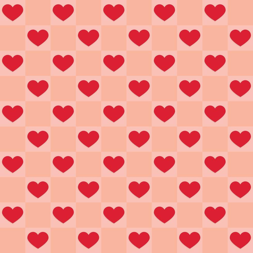 hand- getrokken harten schaakbord achtergrond. naadloos patroon voor Valentijnsdag dag. vector illustratie.