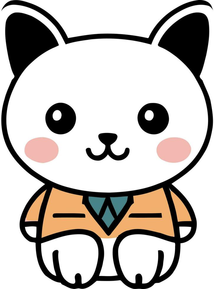 grappig kat en aanbiddelijk katje karakter vector ontwerp met vlak kleur in wit achtergrond geschikt voor sticker, tekenfilm en afdrukken ontwerp.