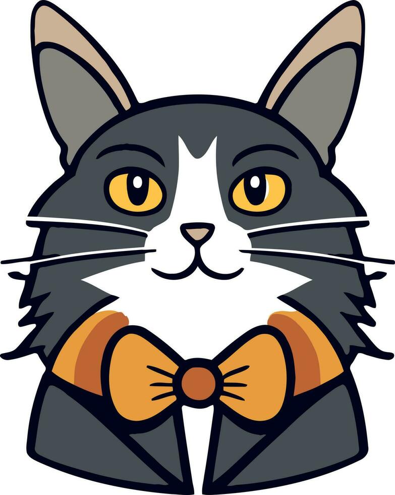 grappig kat en aanbiddelijk katje karakter vector ontwerp met vlak kleur in wit achtergrond geschikt voor sticker, tekenfilm en afdrukken ontwerp.