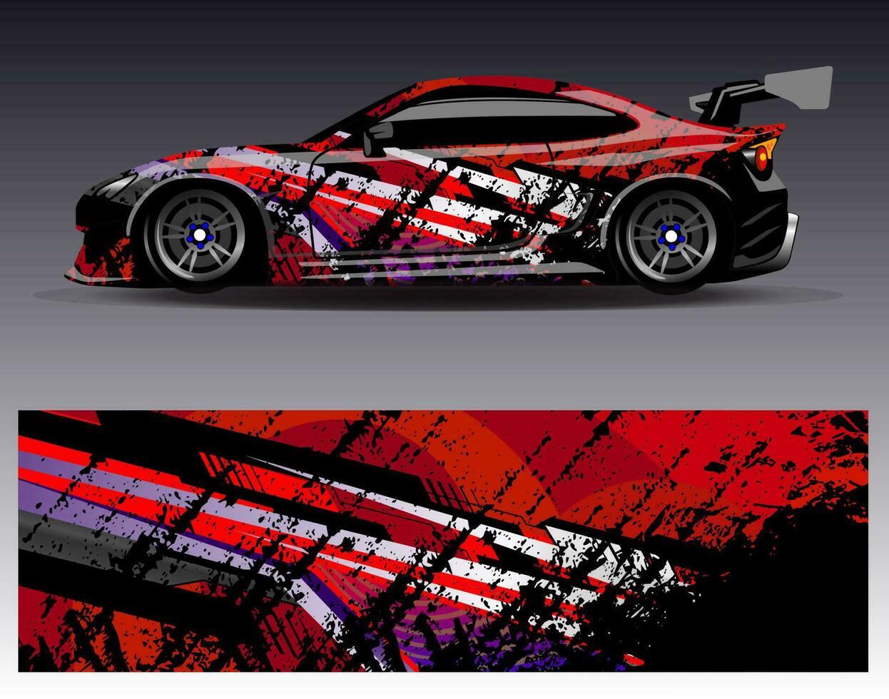 auto wrap ontwerp vector. grafische abstracte streep racen achtergrond kit ontwerpen voor wrap voertuig race auto rally avontuur en livery vector