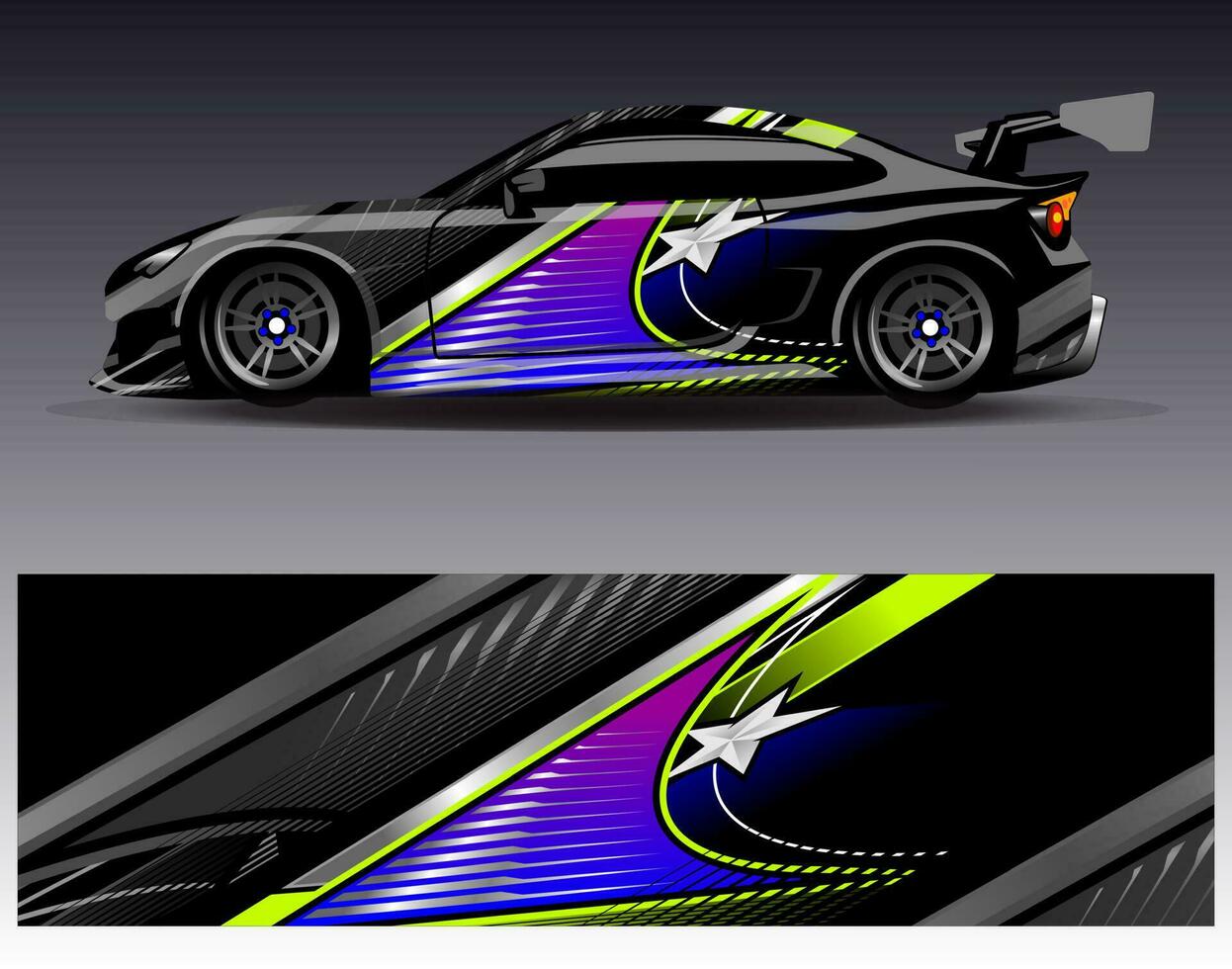 auto wrap ontwerp vector. grafische abstracte streep racen achtergrond kit ontwerpen voor wrap voertuig race auto rally avontuur en livery vector