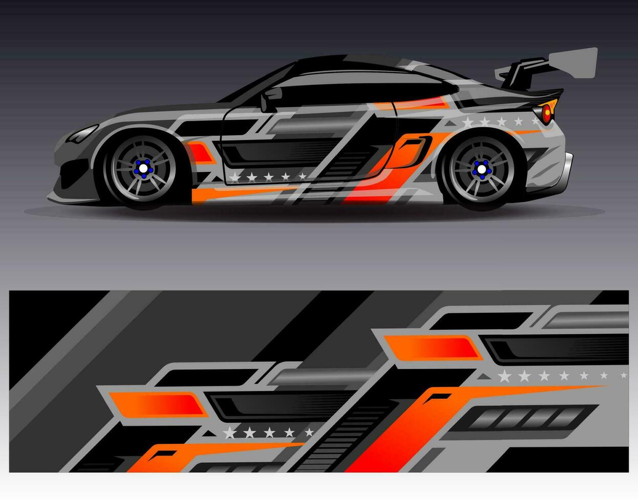 auto wrap ontwerp vector. grafische abstracte streep racen achtergrond kit ontwerpen voor wrap voertuig race auto rally avontuur en livery vector