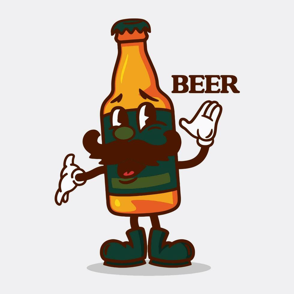bier fles mascotte vector kunst, illustratie, icoon en grafisch