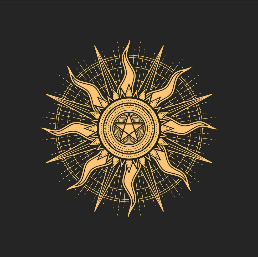 esoterisch en occult pentagram, metselaar, tarot symbool vector