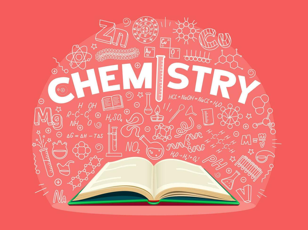 chemie leerboek, school- wetenschap formules bord vector