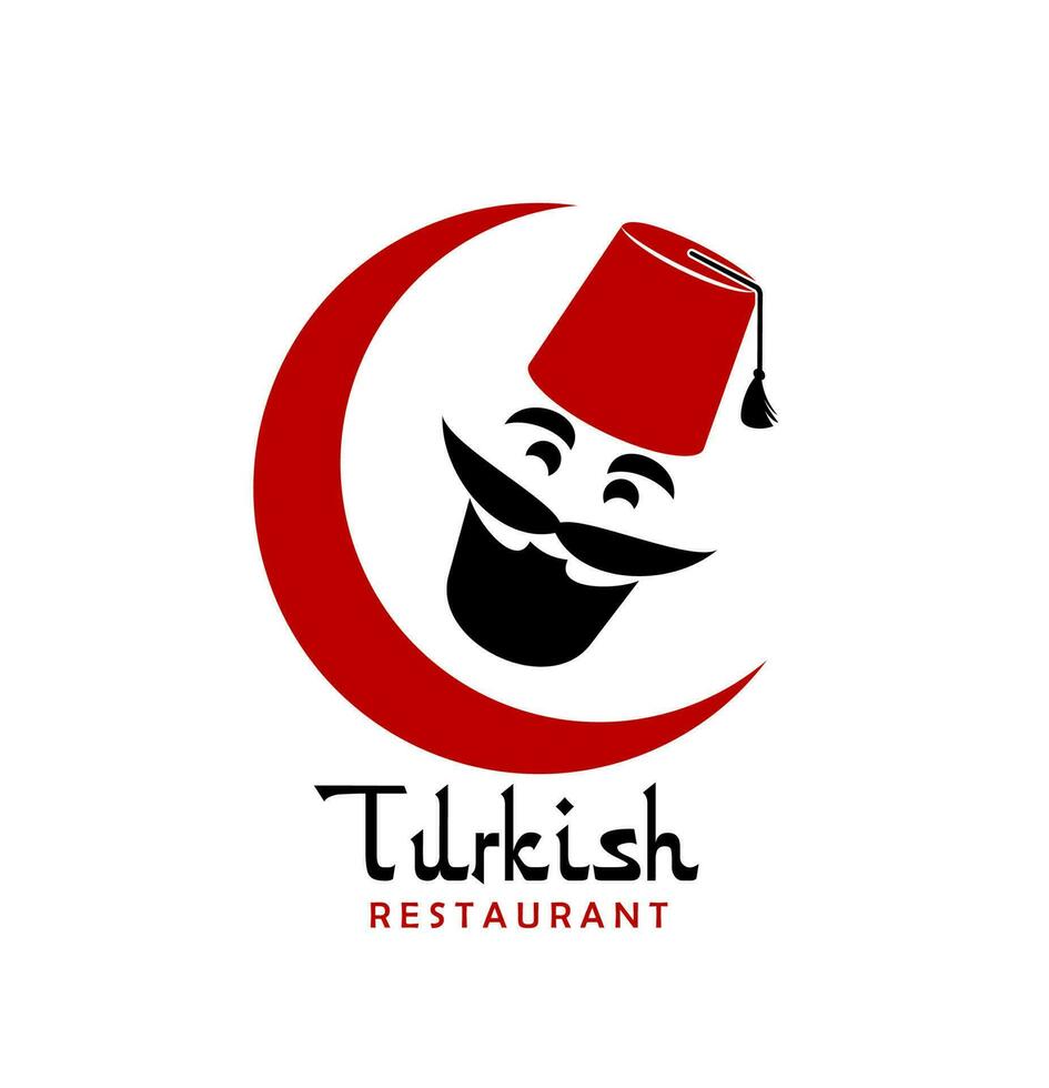 Turks keuken chef icoon van rooster voedsel restaurant vector