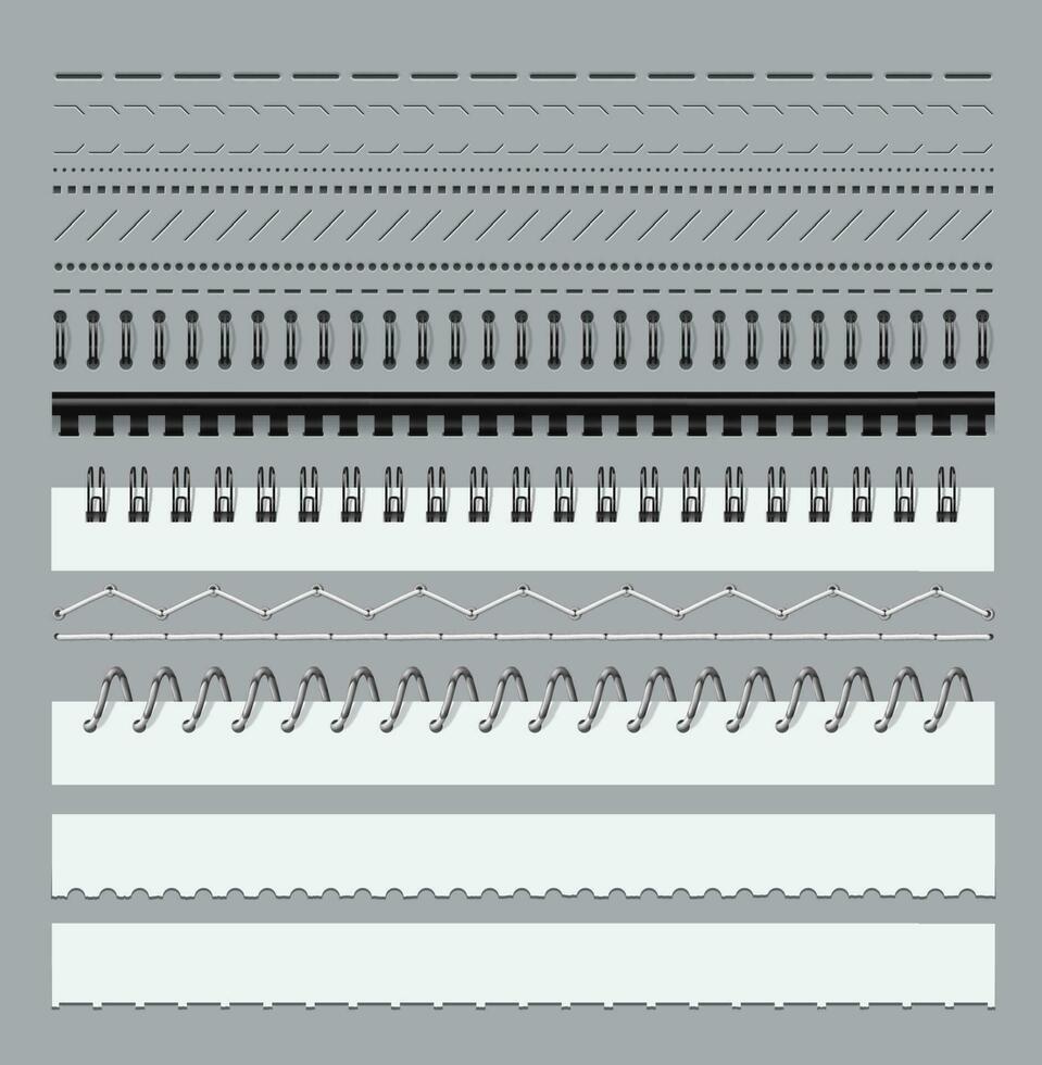 steek, notitieboekje perforatie, spiraal verbindend vector