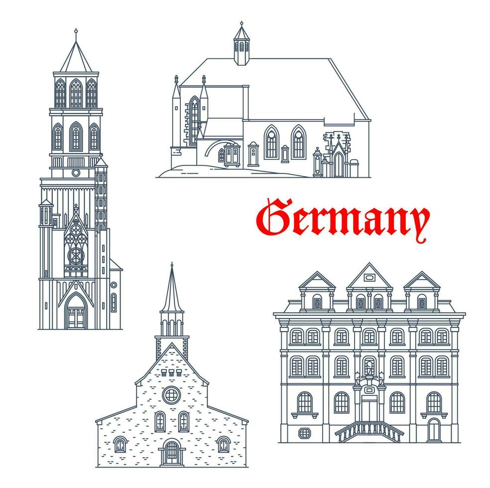 Duitsland oriëntatiepunten Duitse reizen architectuur pictogrammen vector