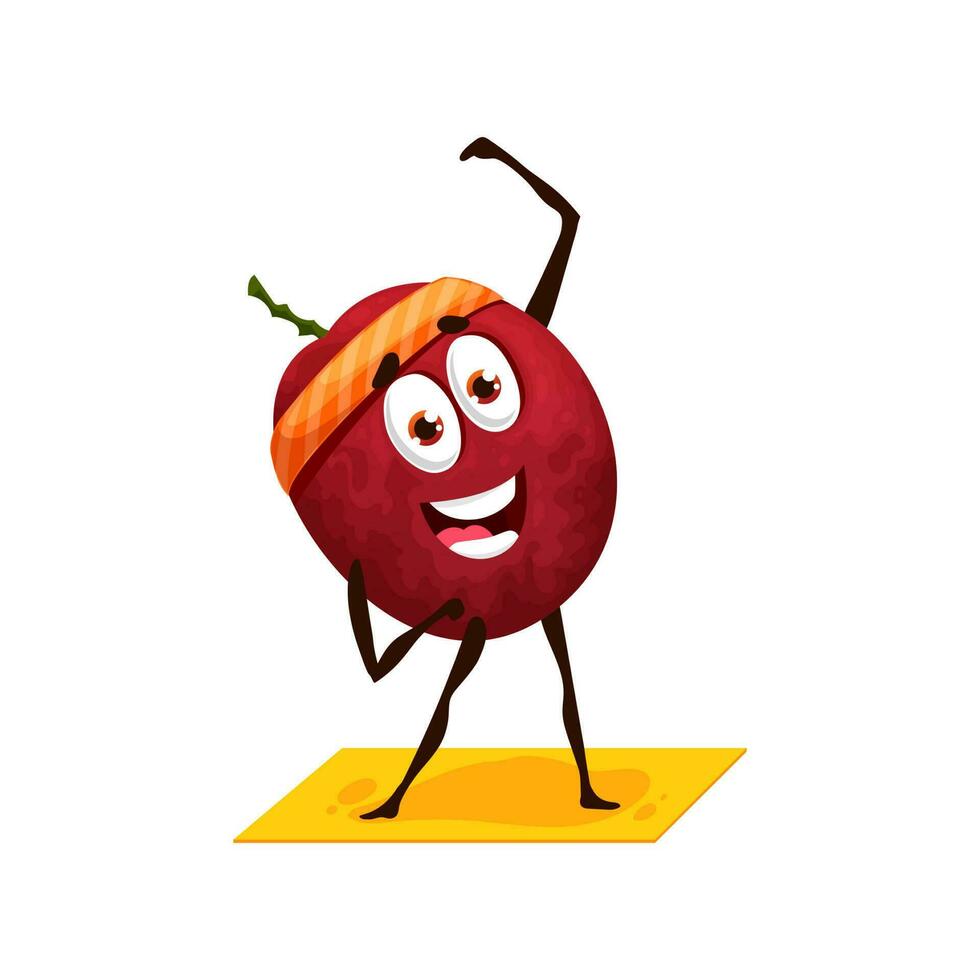 passie fruit maracuya tekenfilm mascotte, yoga sport vector