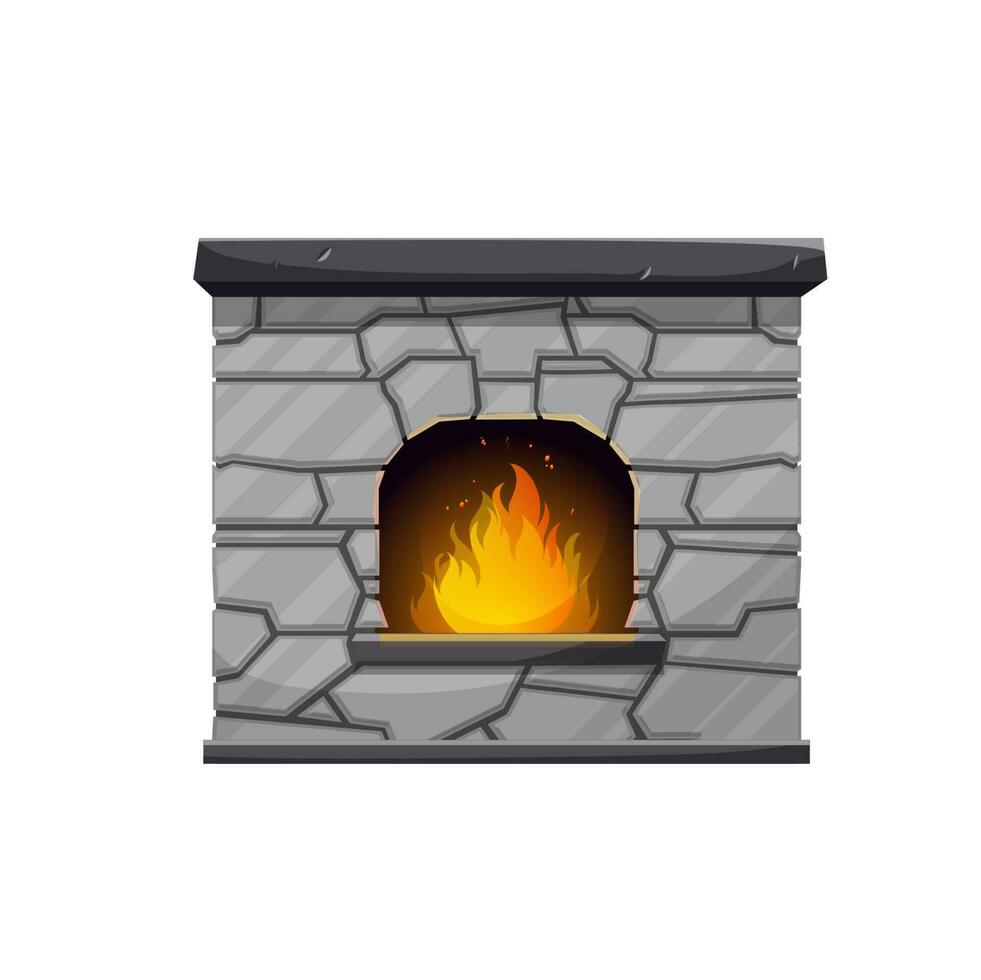 steen haard of oven, smederij smederij met brand vector