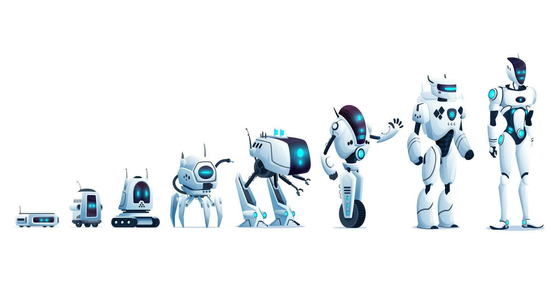 robots evolutie, kunstmatig intelligentie- cyborgs vector