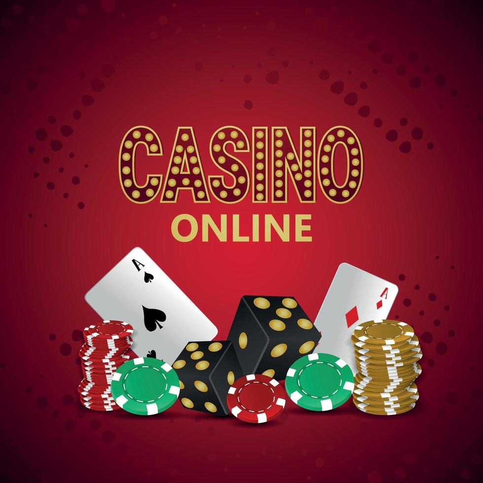 casino online gokspel met speelkaartchips en dobbelstenen vector