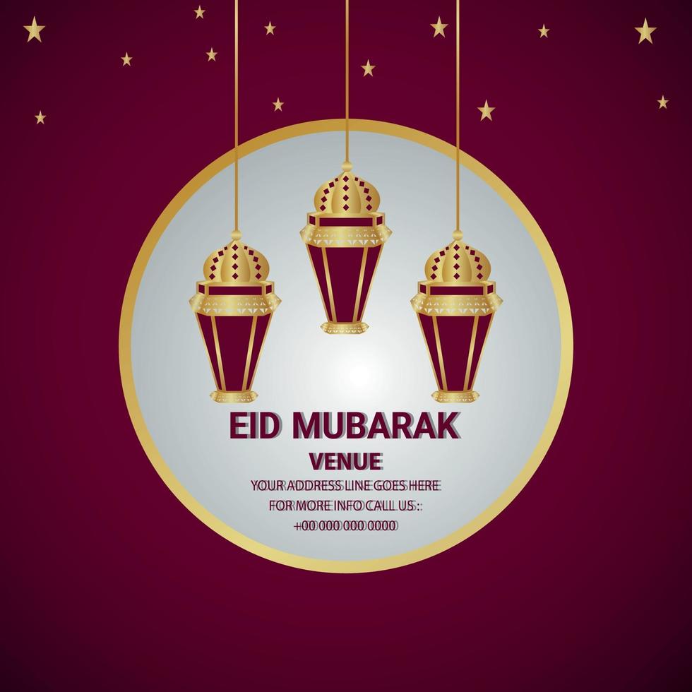 eid mubarak islamitisch festival plat ontwerpconcept met islamitische lantaarn vector