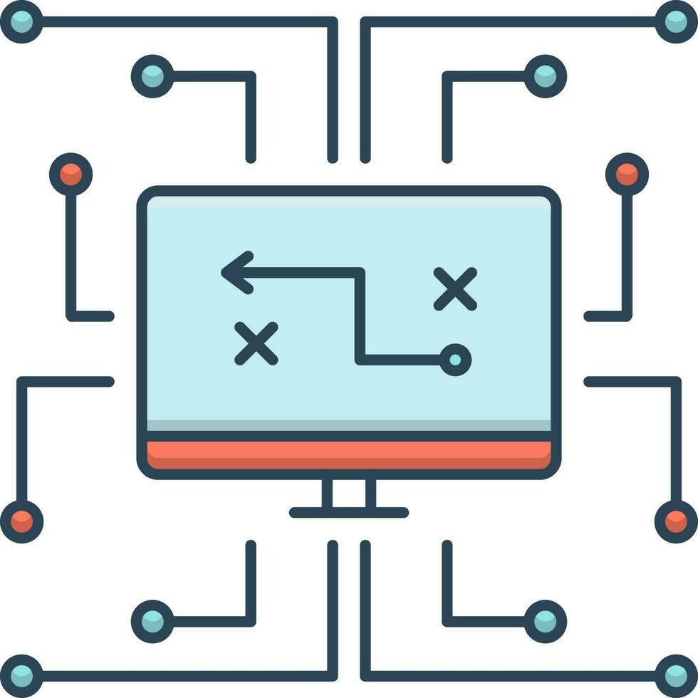 kleur icoon voor digitaal strategie vector