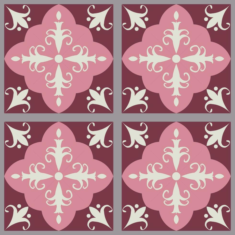 etnisch meetkundig bloemen tegel patroon. etnisch meetkundig bloemen vorm naadloos patroon modern wijnoogst stijl. middellandse Zee patroon gebruik voor huis vloeren interieur decoratie elementen, enz. vector