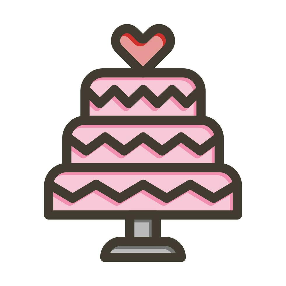 bruiloft taart vector dik lijn gevulde kleuren icoon ontwerp