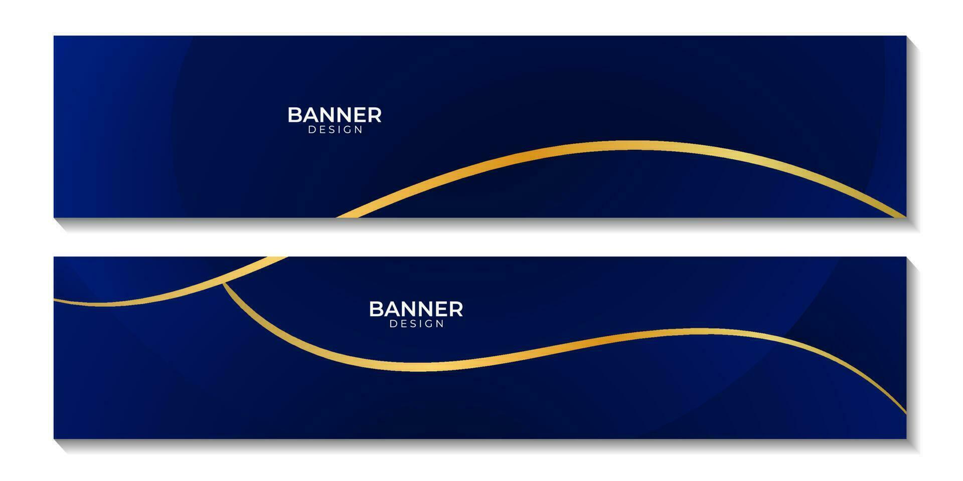 reeks van banners premie luxe achtergrond met donker blauw en goud kleur vector