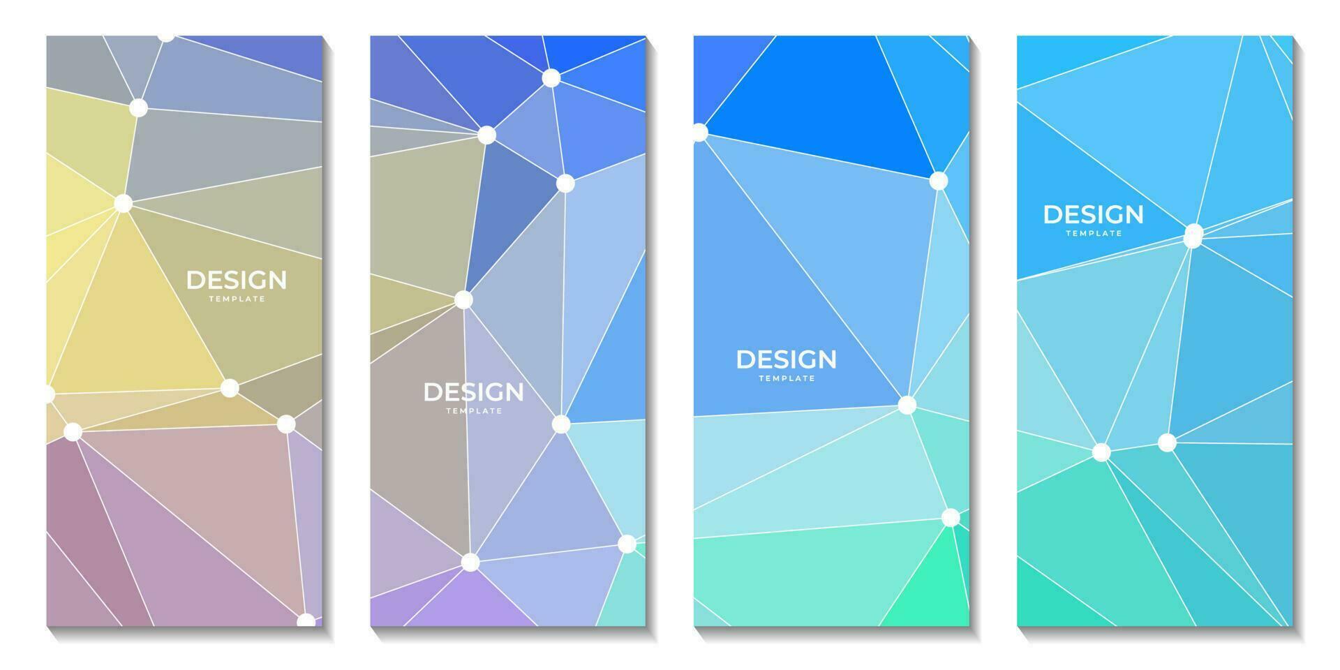 reeks van brochures met abstract kleurrijk achtergrond met driehoeken en verbonden dots vector