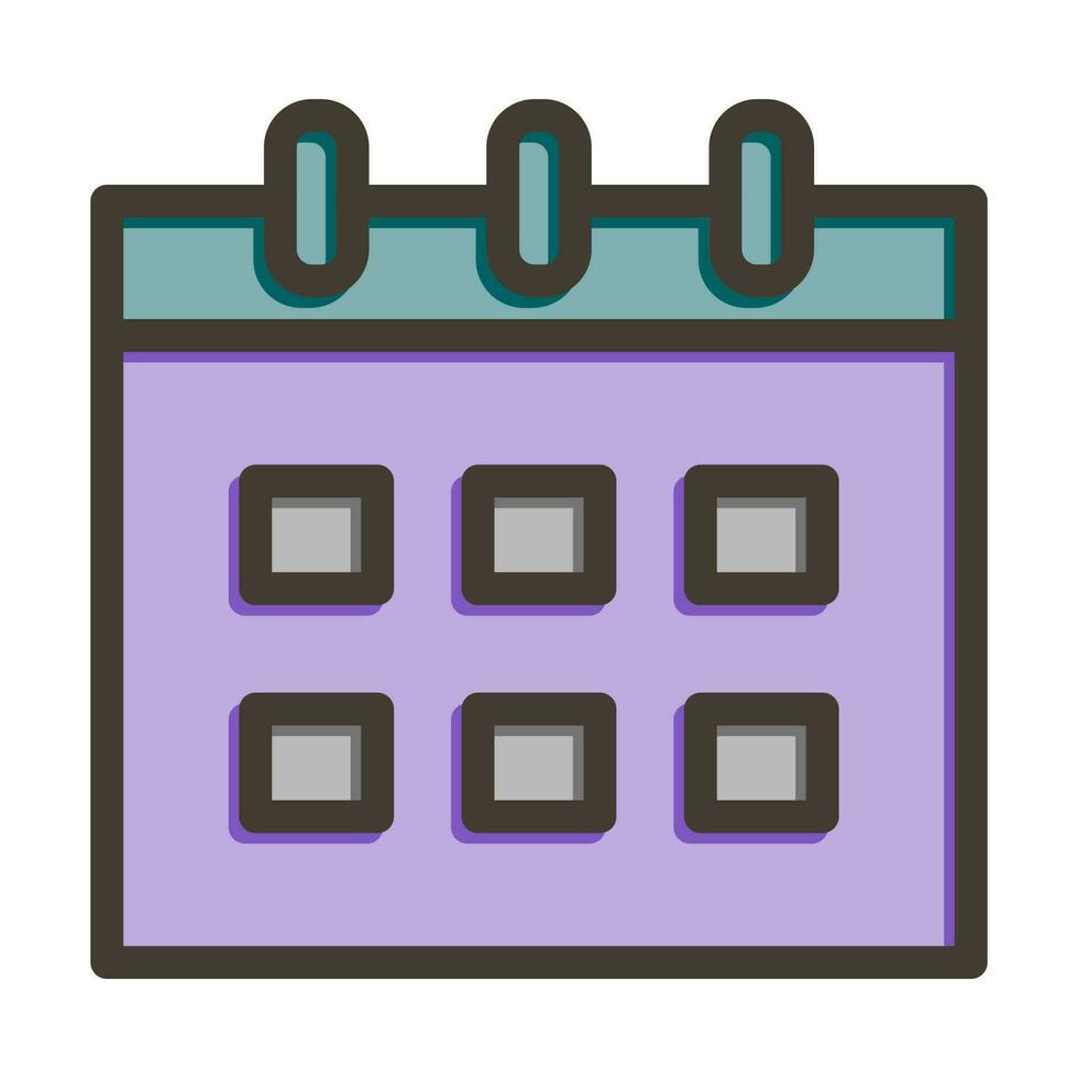 kalender vector dik lijn gevulde kleuren icoon ontwerp