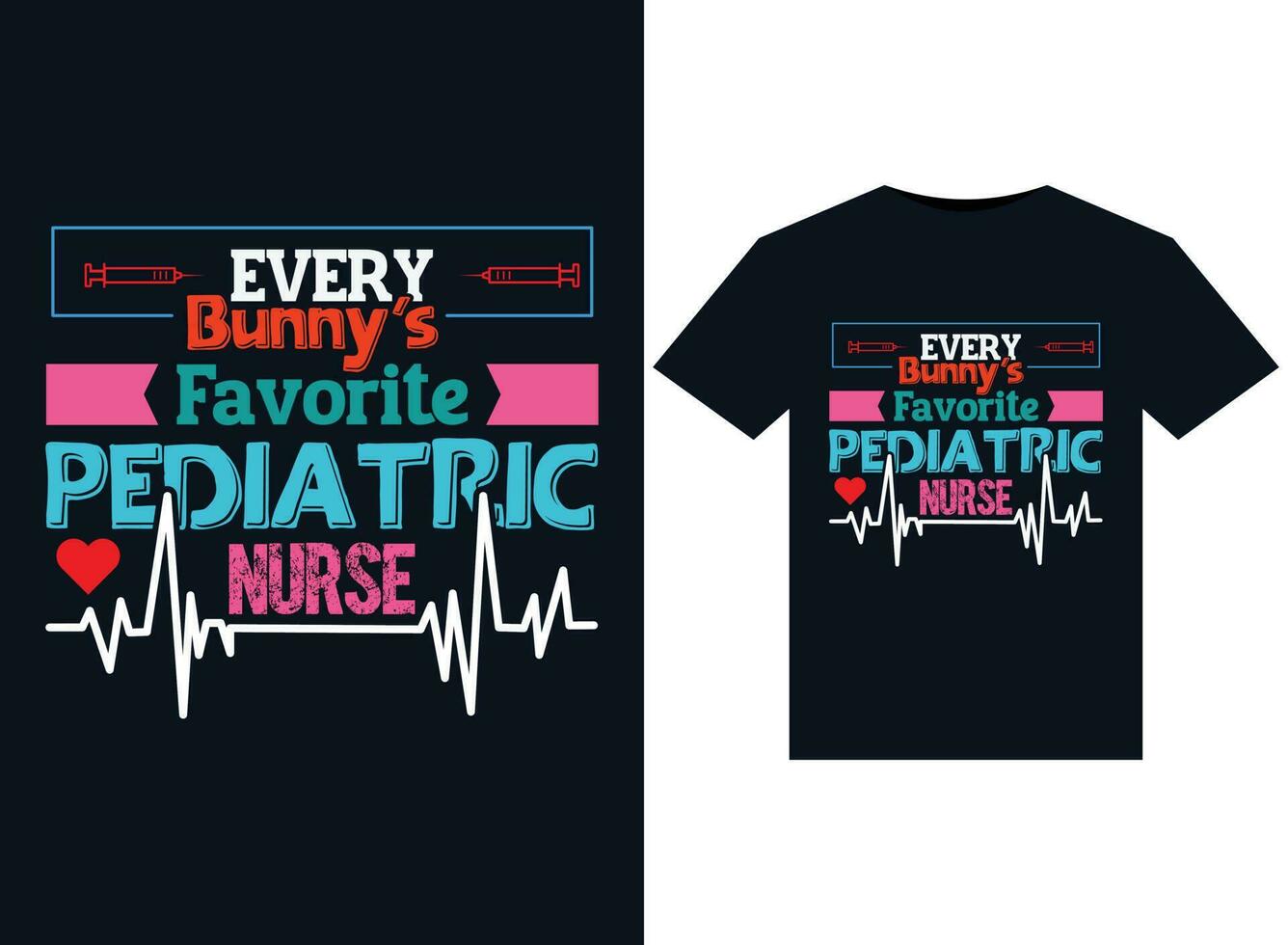 elke konijntje favoriete pediatrisch verpleegster illustraties voor drukklare t-shirts ontwerp vector