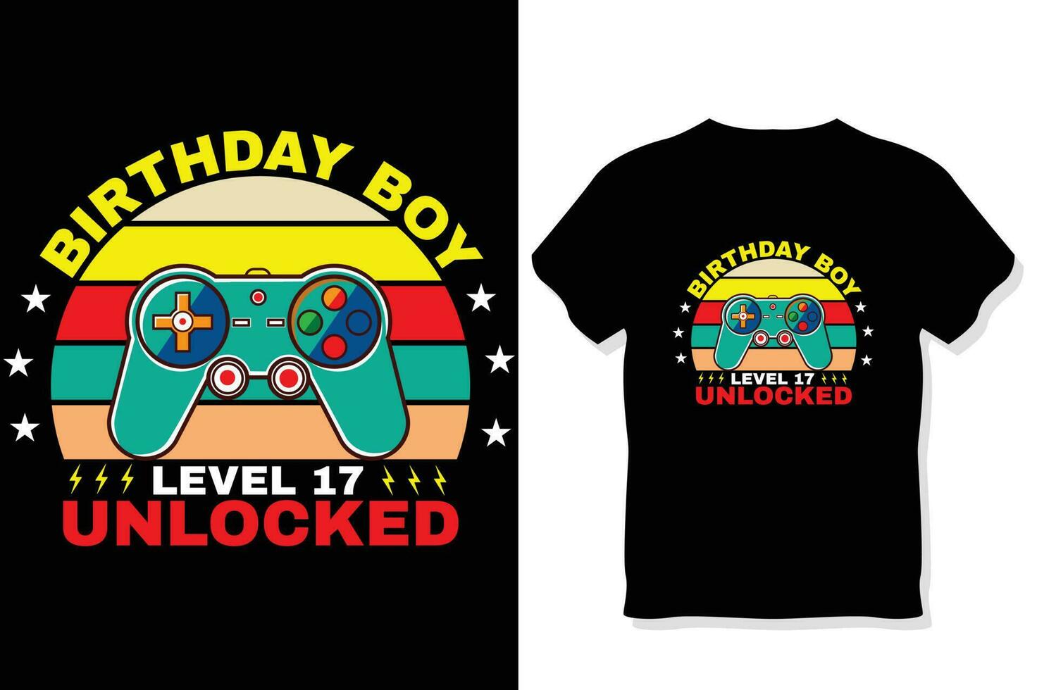 verjaardag jongen niveau 17 ontgrendeld gaming t shirt, gaming citaten t shirt, gamer t-shirt ontwerp vector