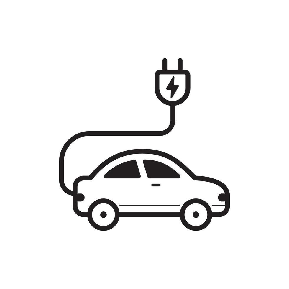 elektrisch auto icoon met lineair stijl geïsoleerd Aan wit achtergrond vector