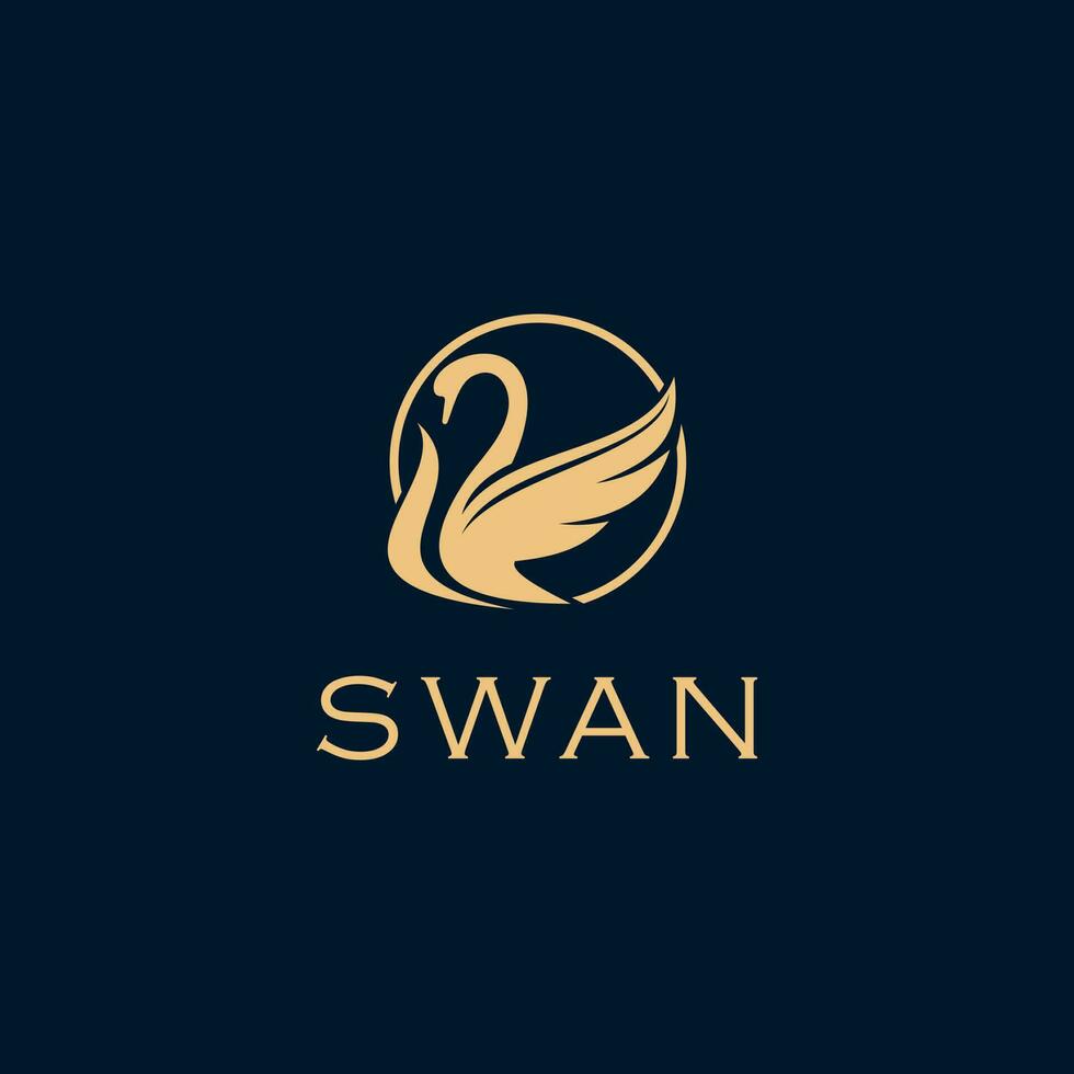 zwaan logo symbool. zwaan met cirkel lijn icoon. modern luxe merk element teken. geschikt voor uw ontwerp nodig hebben, logo, illustratie, animatie, enz. vector