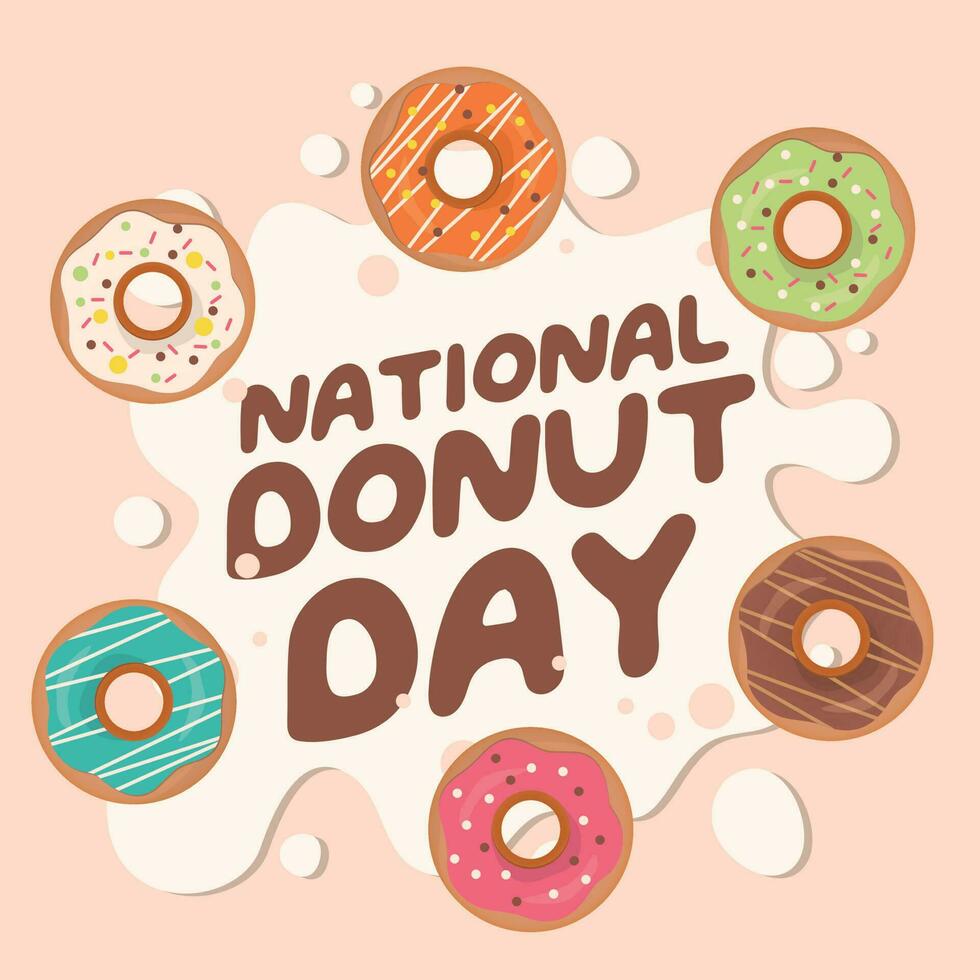 nationaal donut dag ontwerp sjabloon voor viering. donut vector ontwerp. donut illustratie. vlak donut illustratie.